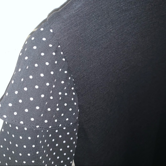 Cece Woman's High Neck Black T-Shirt with Ruffle Frill Polka Dot Sleeve XXS - Picture 10 of 10